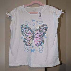 Box#24 🔥 5 For $35 🔥 The Children's Place White Tee with Sequin Butterfly